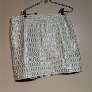 Banana Republic White Mini Skirt with Geometric Pattern